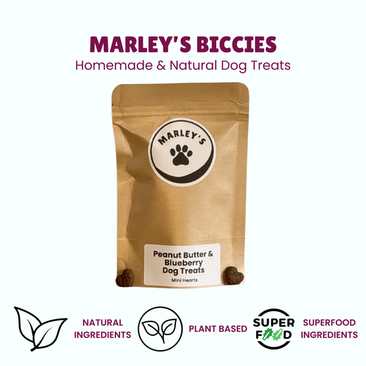 Peanut Butter & Blueberry Dog Treats | Mini Hearts
