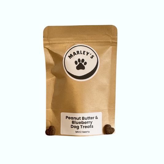 Peanut Butter & Blueberry Dog Treats | Mini Hearts